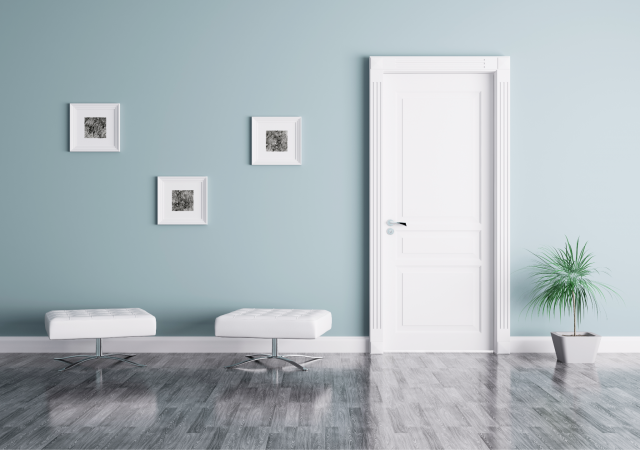 Modern main door laminate design by Greenlam Laminates