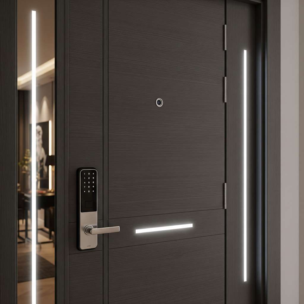 Smart laminated main door with digital lock for homes