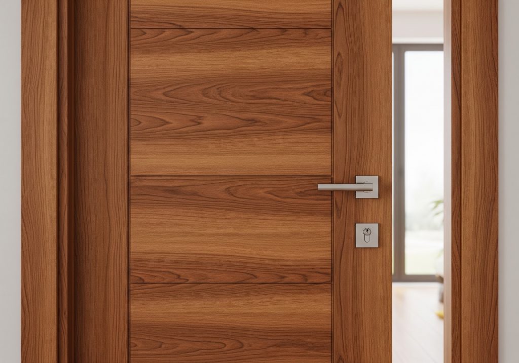 Realistic textured wood grain laminate main door design