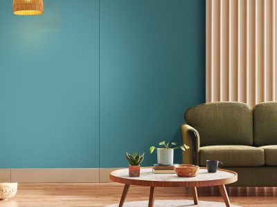 Blue bedroom wall colour combination by Greenlam Laminates